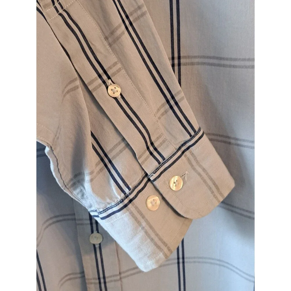 Brooks Brothers Regent Fit Mens Large Blue Plaid Button Down Shirt 100% Cotton